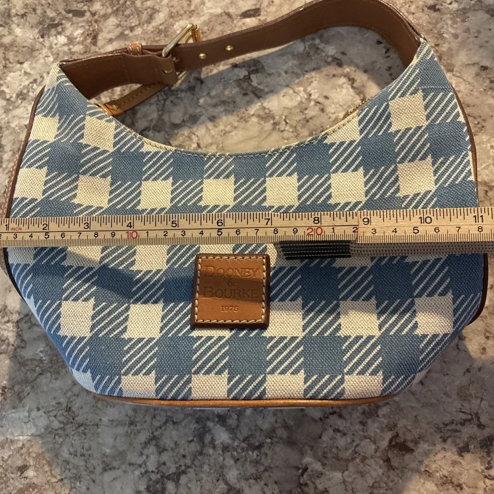Vintage Y2K DOONEY & BOURKE Houndstooth Checkered Blue White Hobo Bag Purse VGUC